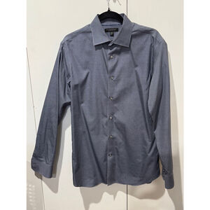 Men's Banana Republic dress Shirt M Blue gray diamond print L/S slim fit GUC